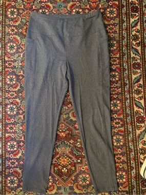 Talbots Slim Ponte Pull-On Stretch Leggings Pants in Navy Large